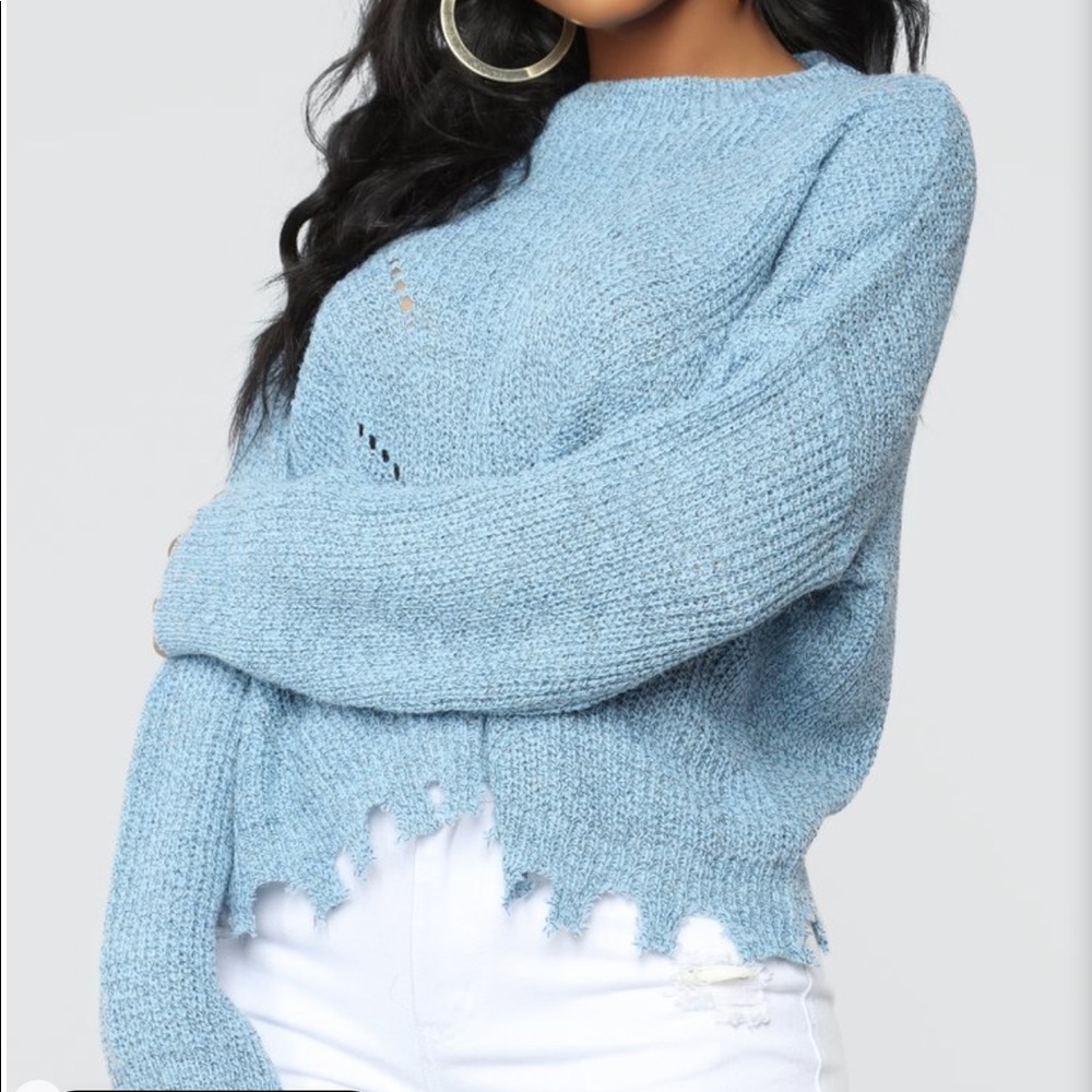Blue cotton sweater